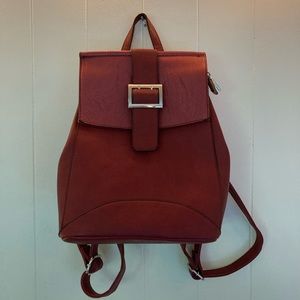 Red leather purse/backpack (never used)